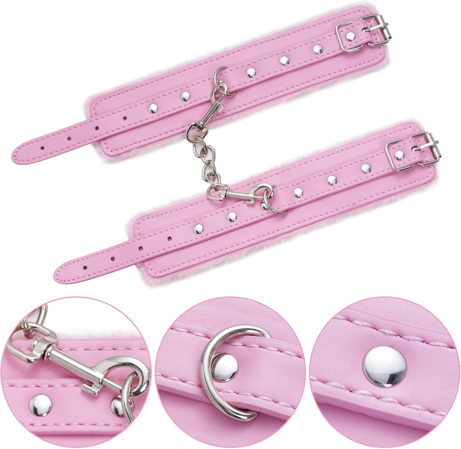 Adjustable Handcuffs Ankle Bracelets SM Adult Plush PU Leather Bondage Fetish Handcuffs Kit Cuff Restraint Set Sex Toy, Rbenxia Handcuff Restraints Adult Sex Toys (Black)