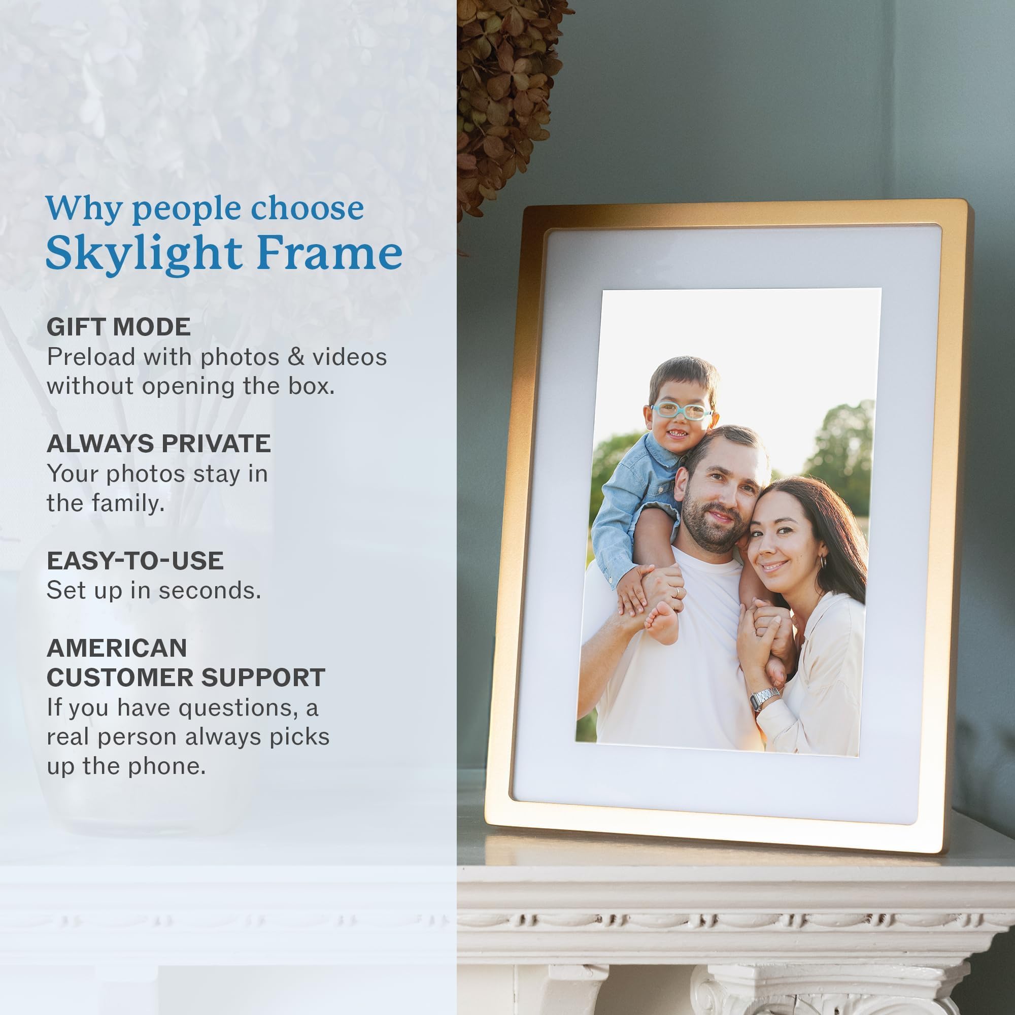 Skylight Frame – WiFi Digital Picture Frame Customer Support, Touch Screen Digital Photo Frame with Easy Setup, Photo Gifts for Parents and Grandparents - 10 Inch Black