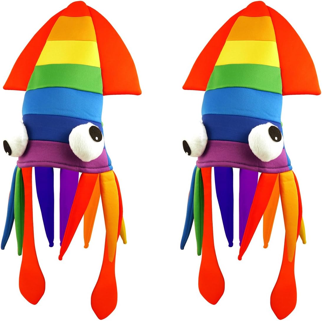 Tigerdoe Squid Hat - 2 Pack - Rainbow Squid Hat - Sea Animal Hat – Rainbow Costume Accessories - Crazy Hats