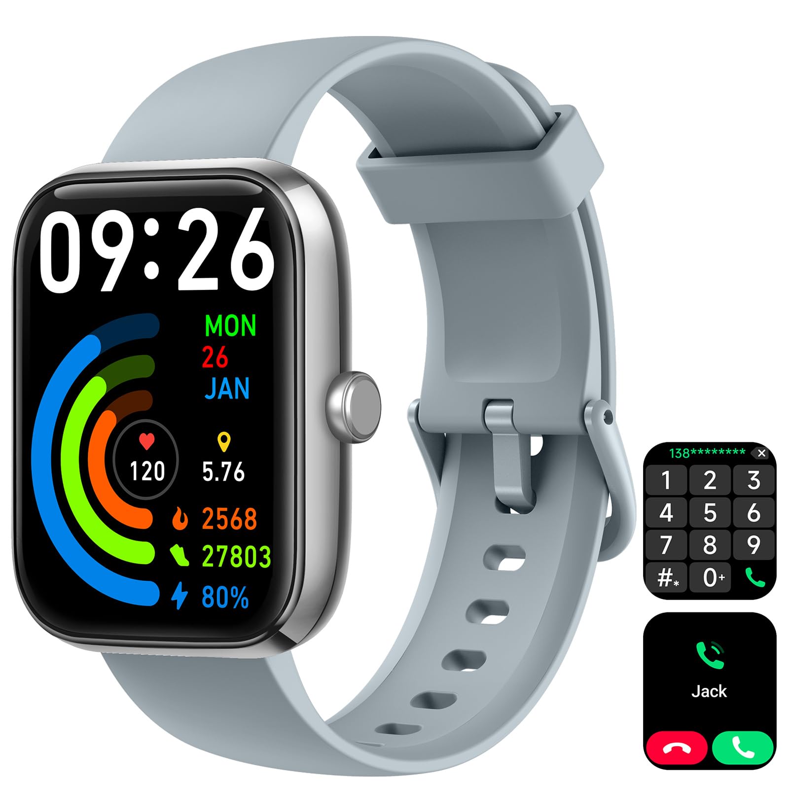 Smart Watch for Men Women with Bluetooth Call, Alexa Built-in, Heart Rate & Sleep Monitor, 1.83" DIY Dial Fitness Watch with 100+ Sport Modes, IP68 Waterproof, Compatible with Android iOS