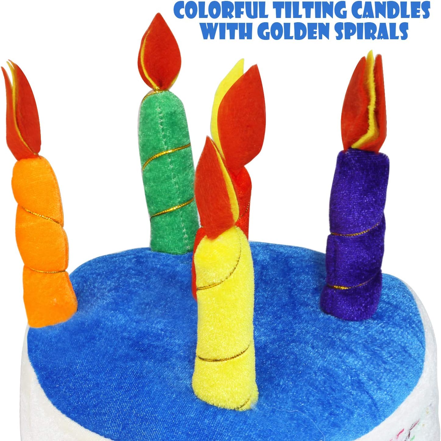 Novelty Place Blue Plush Happy Birthday Cake Hat - Unisex Adult Size Party Hats, Perfect as Party Favors, Costume Accessories