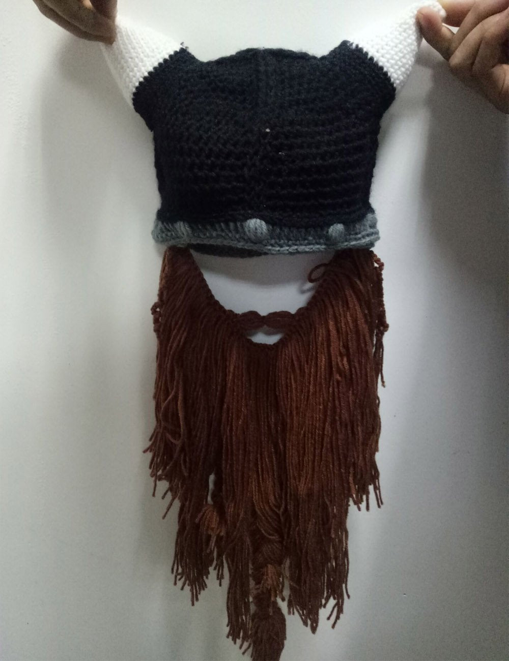 Bonnet Viking Barbe YEKEYI avec cornes, masque chaud d'hiver, tricoté en laine, bonnet humoristique 