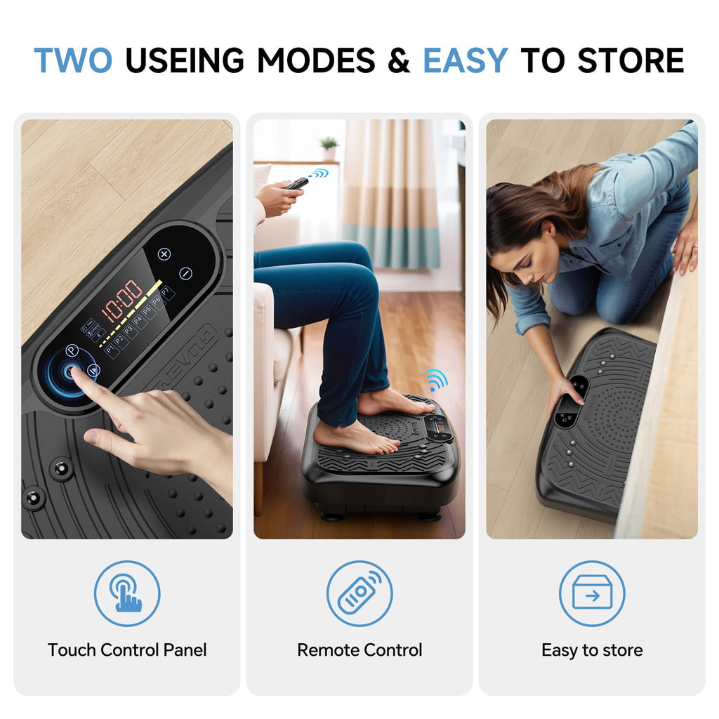 Vibration Plate Exercise Machine,Vibration Plate Machine 199 Adjustable Speed,Vibrating Plate Exercise Machine Automatic Mode P1-P7,Vibration Platform with LED & Bluetooth 450 Lbs Capacity