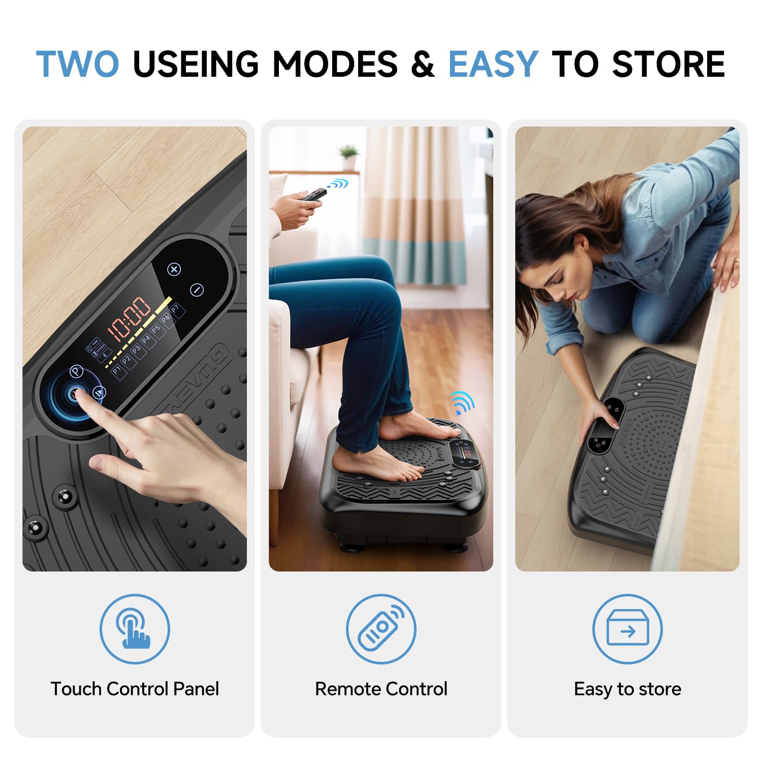 Vibration Plate Exercise Machine,Vibration Plate Machine 199 Adjustable Speed,Vibrating Plate Exercise Machine Automatic Mode P1-P7,Vibration Platform with LED & Bluetooth 450 Lbs Capacity