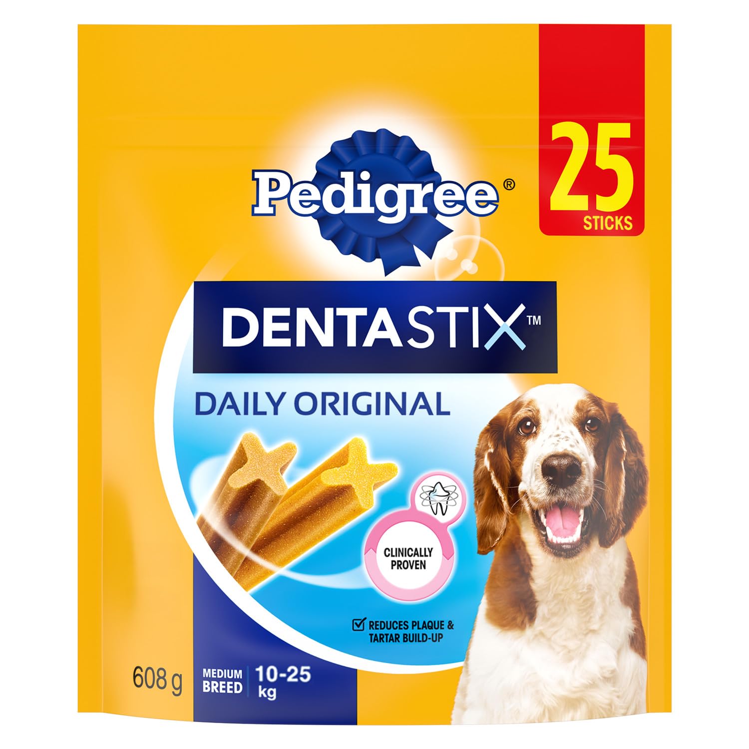 PEDIGREE DENTASTIX Oral Care Original Adult Dog Treats - For Medium Breeds - Reduces Plaque and Tartar Buildup - 40 Sticks 972g Pouch