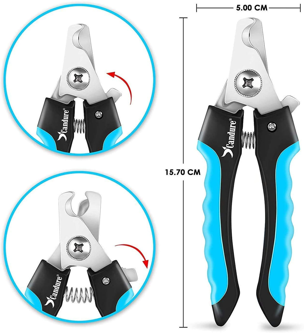 Candure Dog Nail Clippers and Trimmer with Safety Guard to Avoid Over-Cutting Toe Nails- Professional Grooming Razor Edge Blades Pet Nail Clipper with Free Nail File for Small Medium Large Breeds