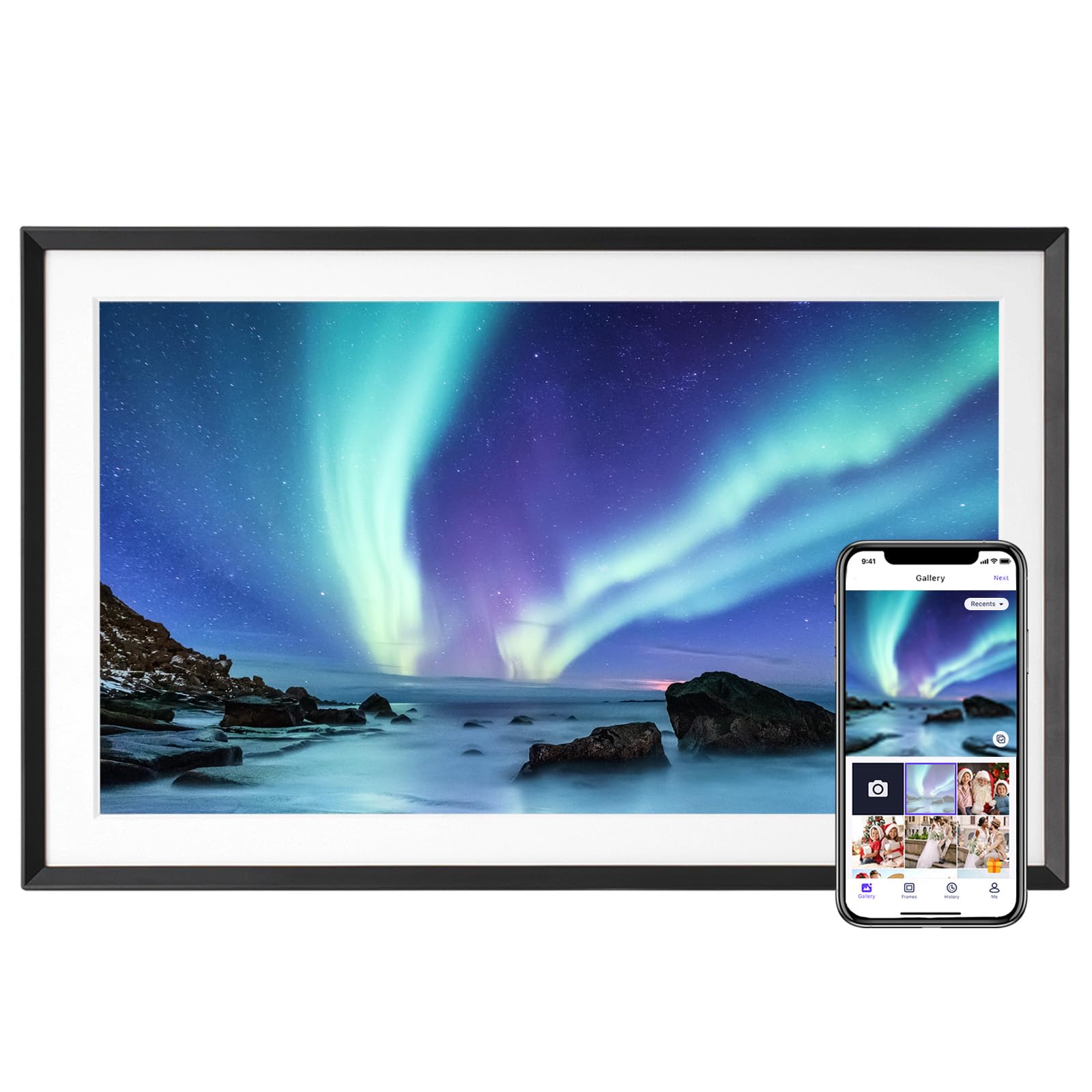 10.1'' Digital Picture Frame with 32GB Storage, WiFi Digital Photo Frame with 1280x800 IPS Touch Screen, Share Photos/Videos and Send Best Wishes via Free App