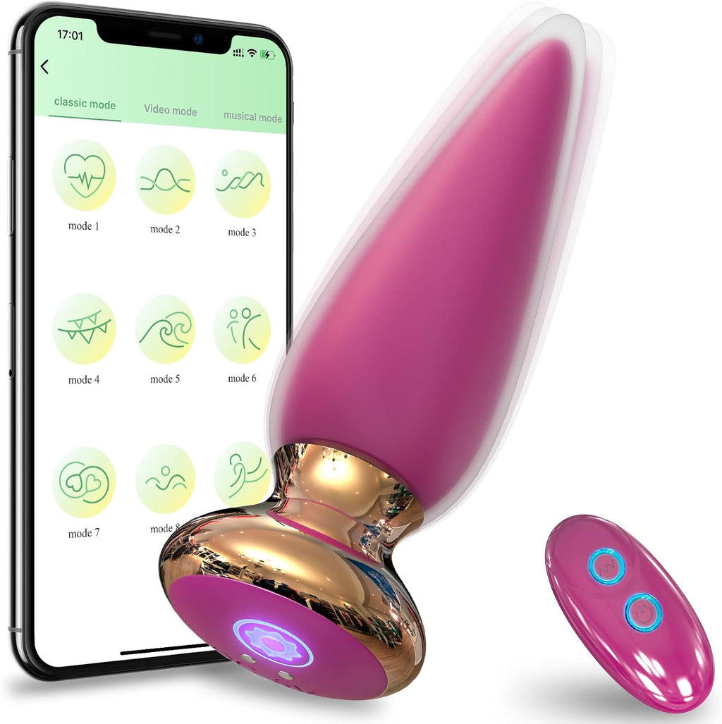App & Remote Control Anal Butt Vibrator Prostate Massager, 9 Classic Vibrating Modes G-Spot Vibrator Rechargeable APP Control Anal Plug Vibrator Adult Sex Toys for Men & Couple