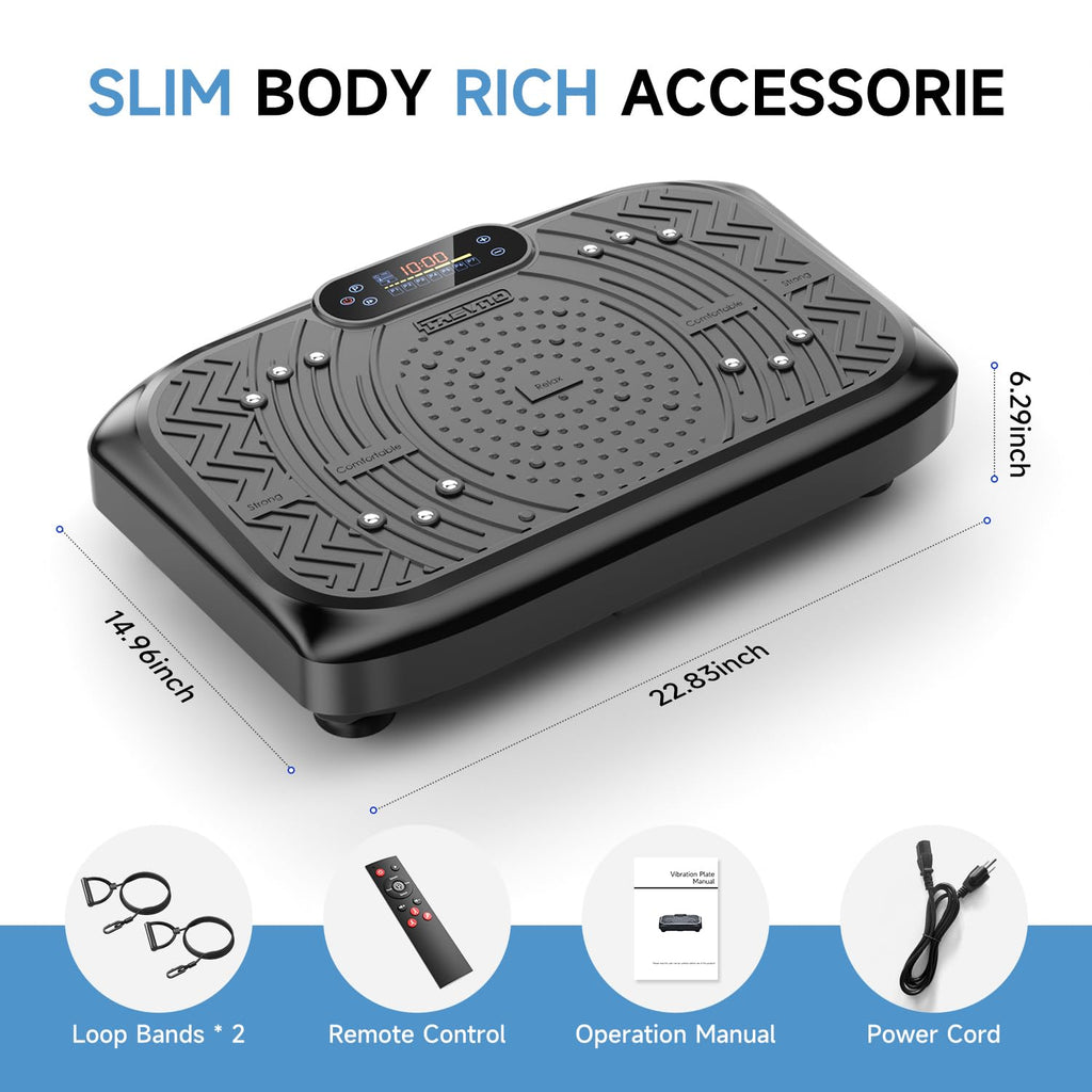 Vibration Plate Exercise Machine,Vibration Plate Machine 199 Adjustable Speed,Vibrating Plate Exercise Machine Automatic Mode P1-P7,Vibration Platform with LED & Bluetooth 450 Lbs Capacity