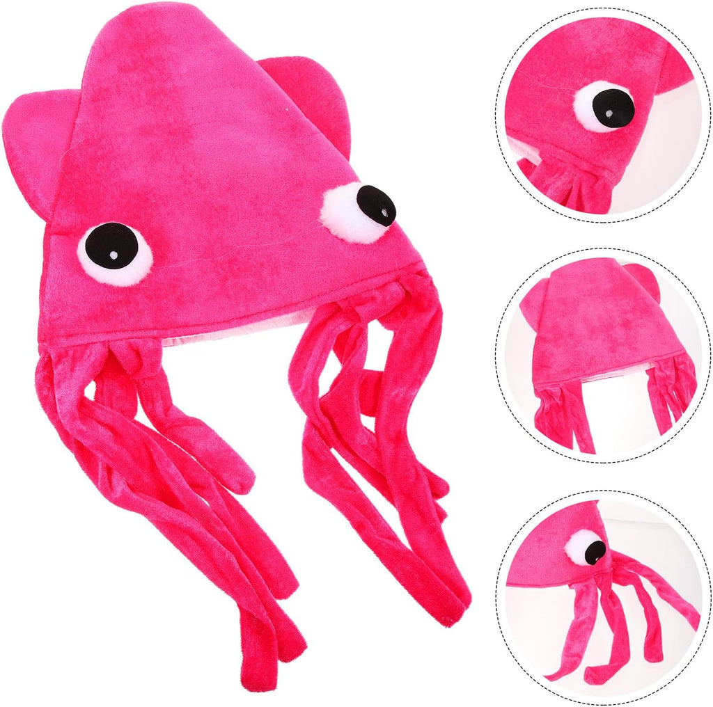 Beaupretty Velour Squid Hat Octopus Costume Hat Prop Funny Sea Creature Headwear for Parties Performances Halloween Dress up