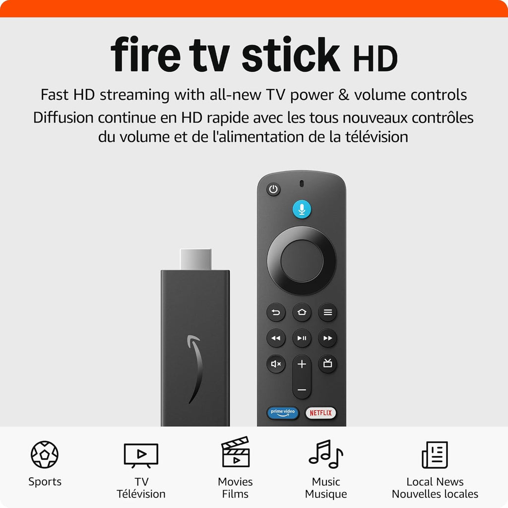 Amazon Fire TV Stick HD (newest model), free and live TV, Alexa Voice Remote, smart home controls, HD streaming