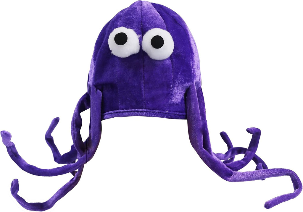 Purple Octopus Hat with Bendable Arms - Playful Costume Accessory Cap for Halloween, Cosplay & Festive Parties