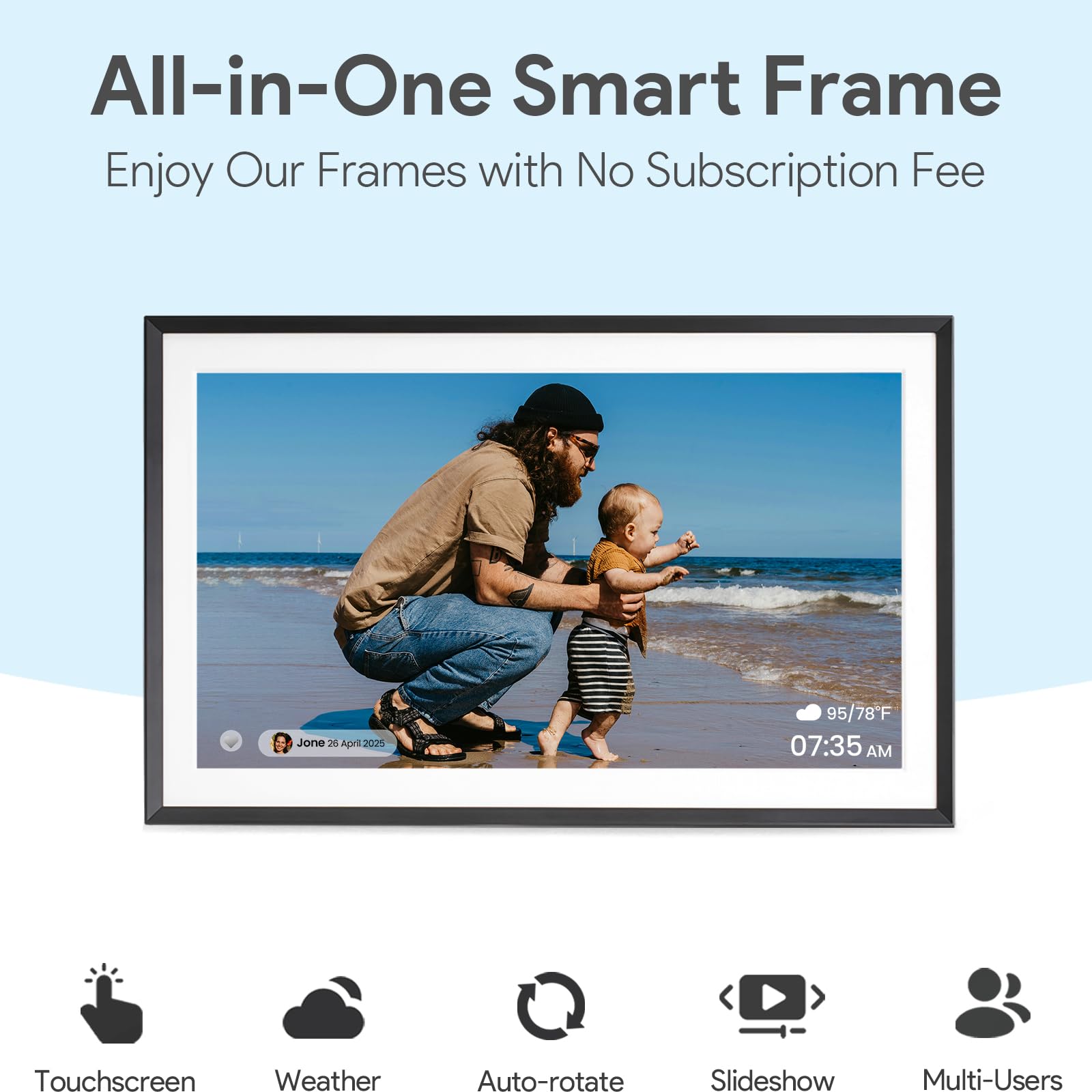 10.1'' Digital Picture Frame with 32GB Storage, WiFi Digital Photo Frame with 1280x800 IPS Touch Screen, Share Photos/Videos and Send Best Wishes via Free App