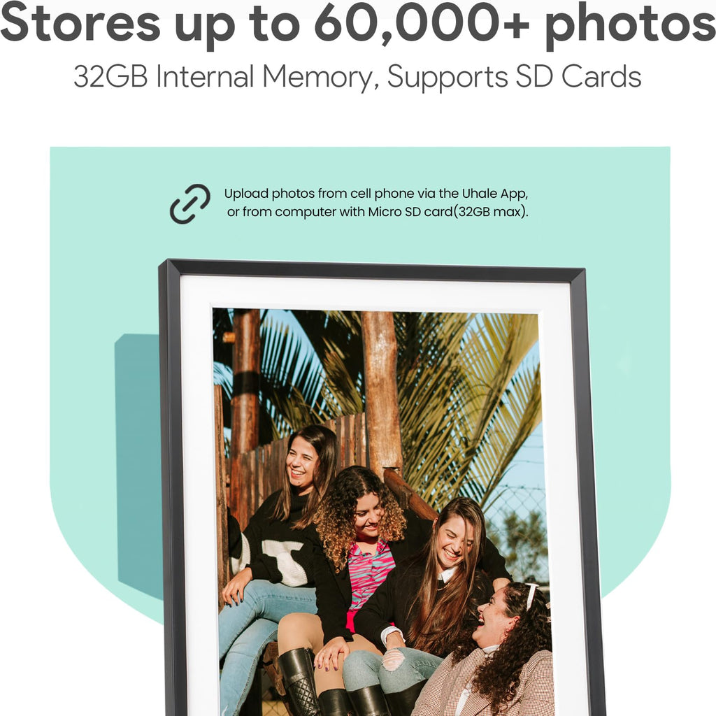 10.1'' Digital Picture Frame with 32GB Storage, WiFi Digital Photo Frame with 1280x800 IPS Touch Screen, Share Photos/Videos and Send Best Wishes via Free App