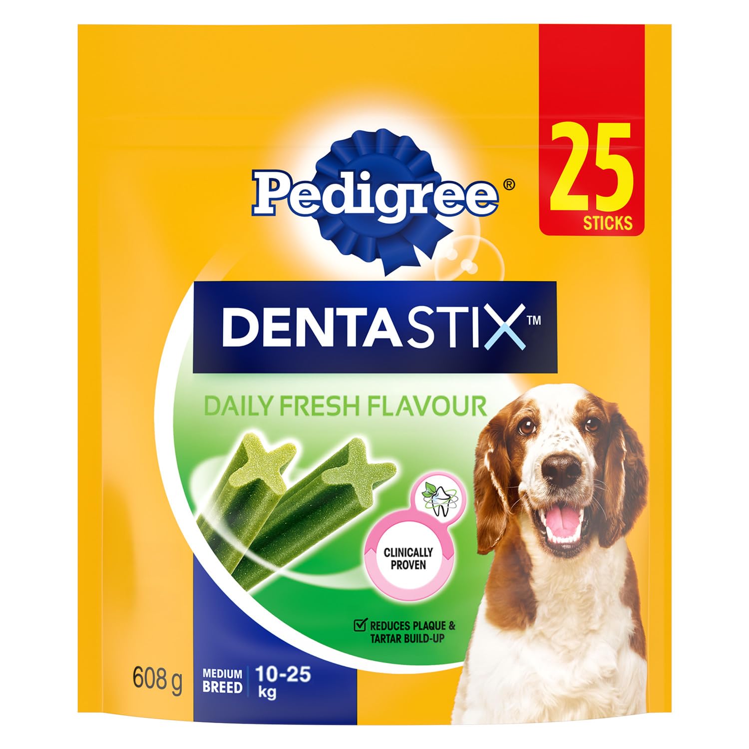 PEDIGREE DENTASTIX Oral Care Original Adult Dog Treats - For Medium Breeds - Reduces Plaque and Tartar Buildup - 40 Sticks 972g Pouch