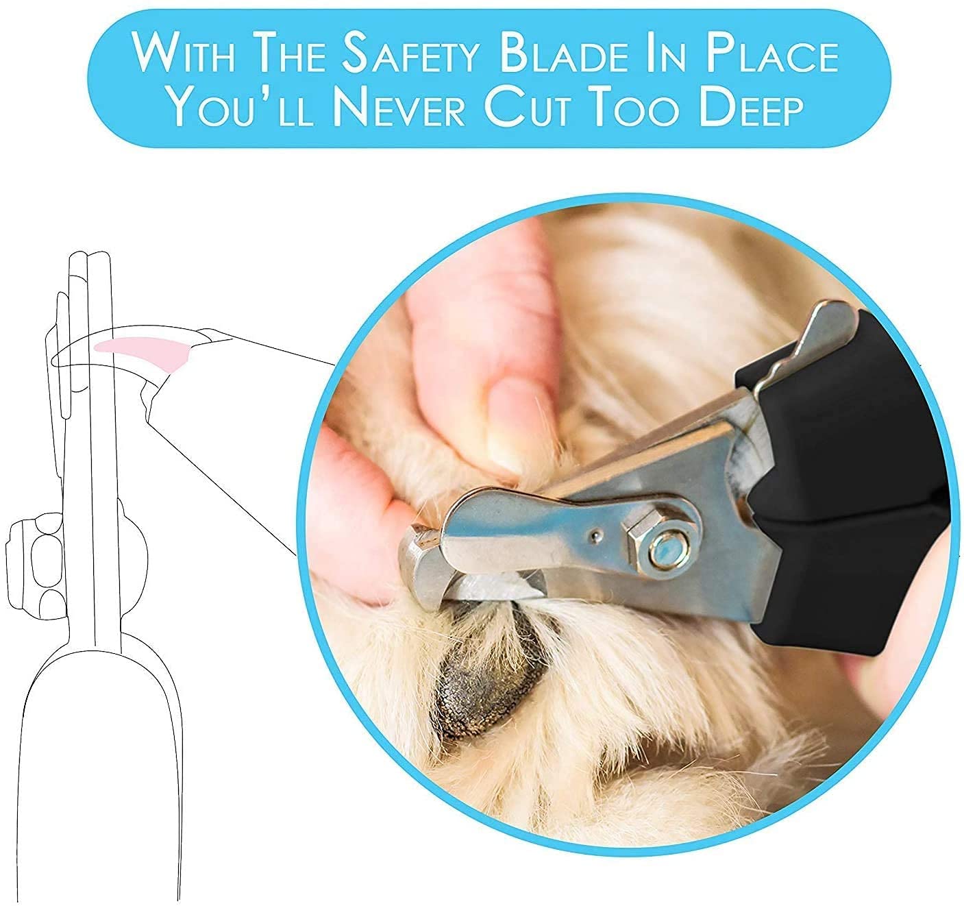 Candure Dog Nail Clippers and Trimmer with Safety Guard to Avoid Over-Cutting Toe Nails- Professional Grooming Razor Edge Blades Pet Nail Clipper with Free Nail File for Small Medium Large Breeds