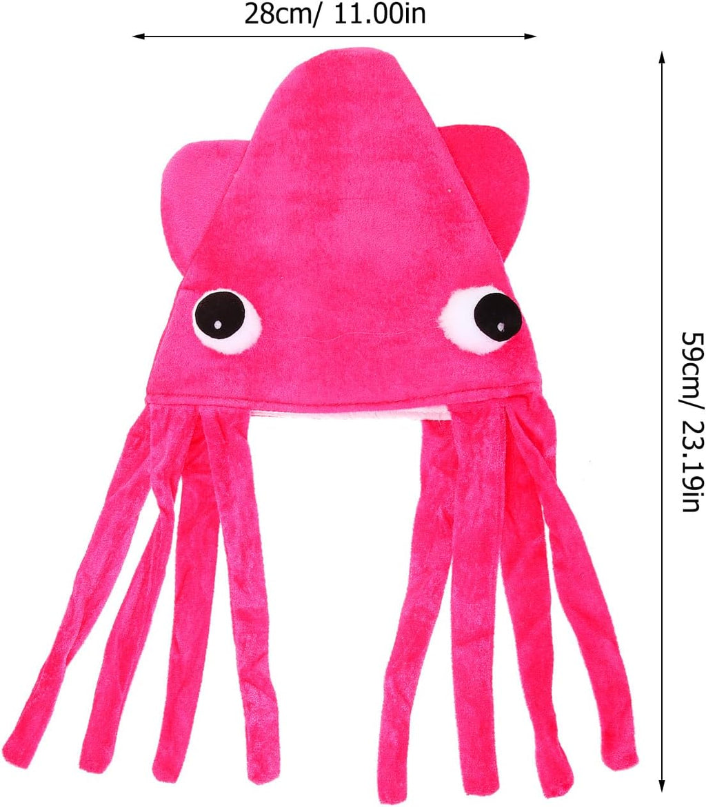 Beaupretty Velour Squid Hat Octopus Costume Hat Prop Funny Sea Creature Headwear for Parties Performances Halloween Dress up
