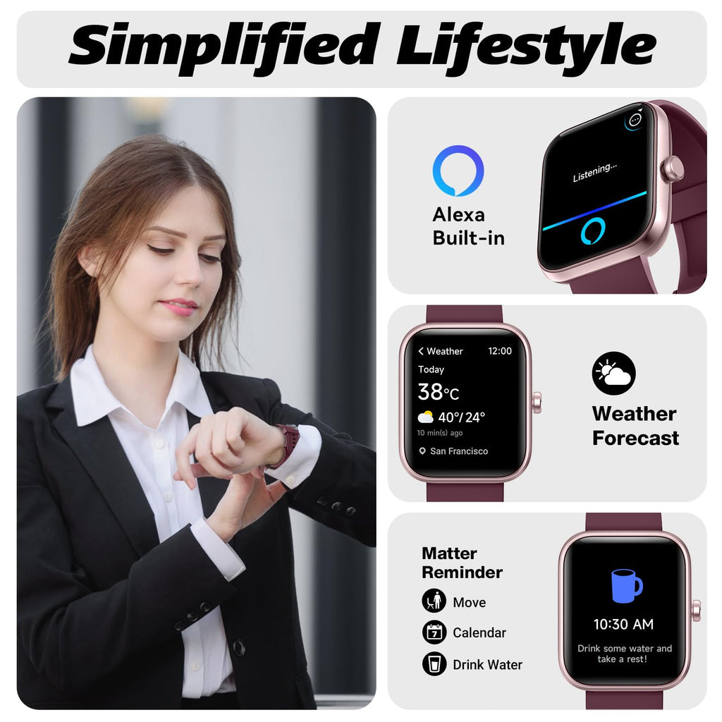 Smart Watch for Men Women with Bluetooth Call, Alexa Built-in, Heart Rate & Sleep Monitor, 1.83" DIY Dial Fitness Watch with 100+ Sport Modes, IP68 Waterproof, Compatible with Android iOS