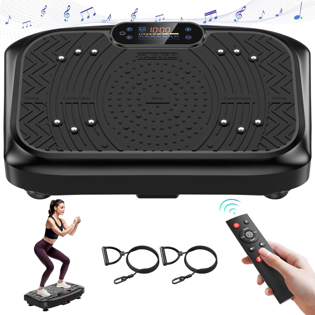 Vibration Plate Exercise Machine,Vibration Plate Machine 199 Adjustable Speed,Vibrating Plate Exercise Machine Automatic Mode P1-P7,Vibration Platform with LED & Bluetooth 450 Lbs Capacity