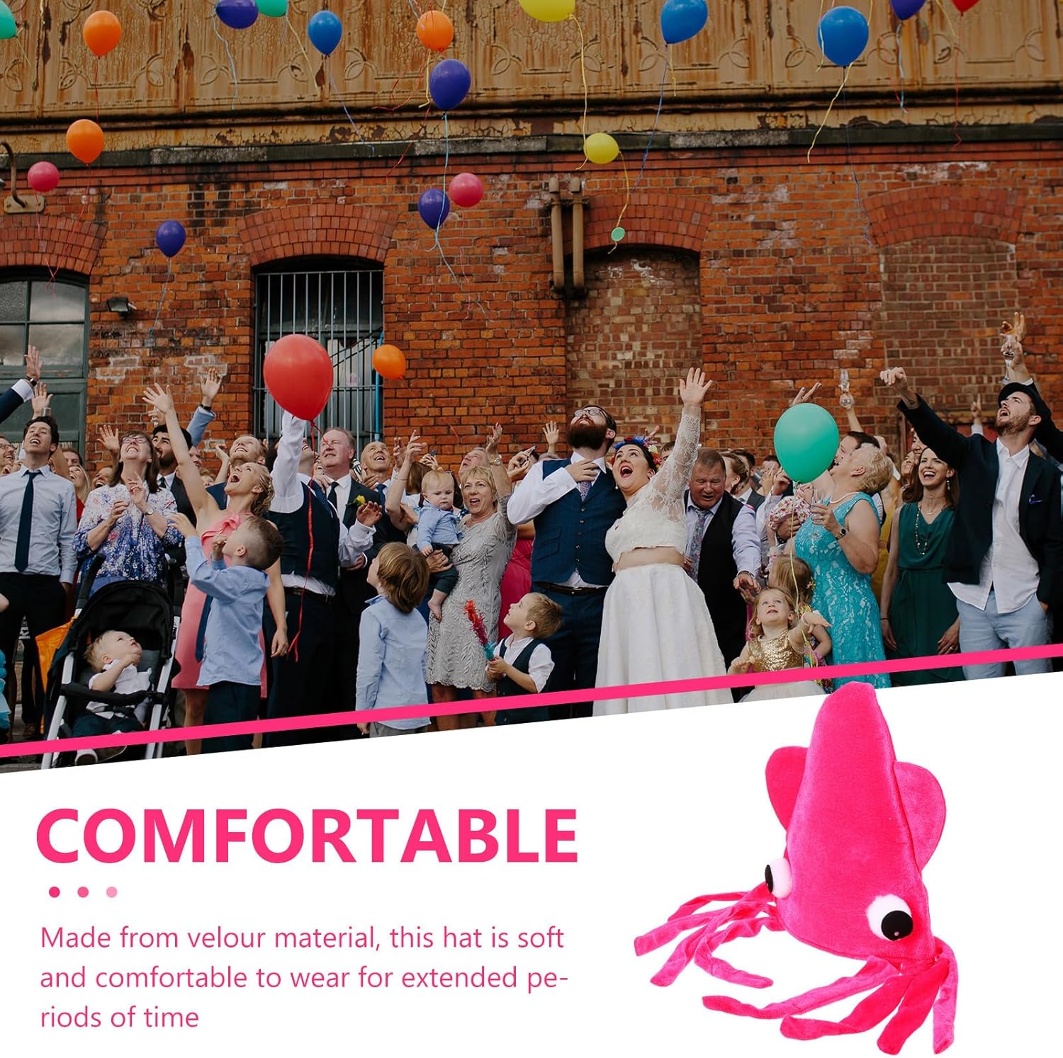 Beaupretty Velour Squid Hat Octopus Costume Hat Prop Funny Sea Creature Headwear for Parties Performances Halloween Dress up