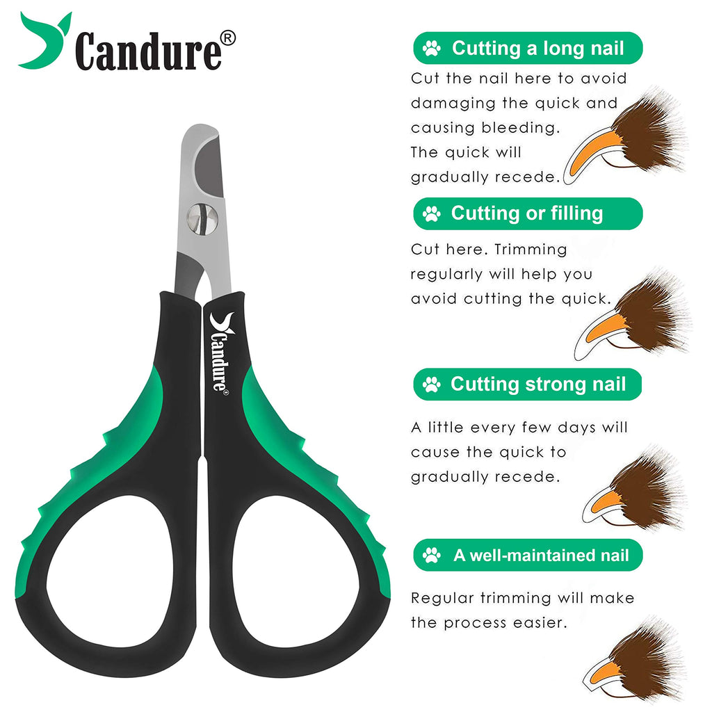 Candure Dog Nail Clippers and Trimmer with Safety Guard to Avoid Over-Cutting Toe Nails- Professional Grooming Razor Edge Blades Pet Nail Clipper with Free Nail File for Small Medium Large Breeds