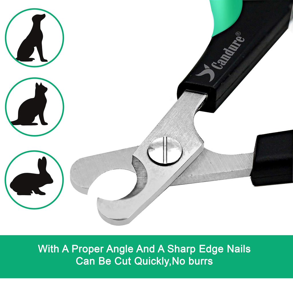 Candure Dog Nail Clippers and Trimmer with Safety Guard to Avoid Over-Cutting Toe Nails- Professional Grooming Razor Edge Blades Pet Nail Clipper with Free Nail File for Small Medium Large Breeds