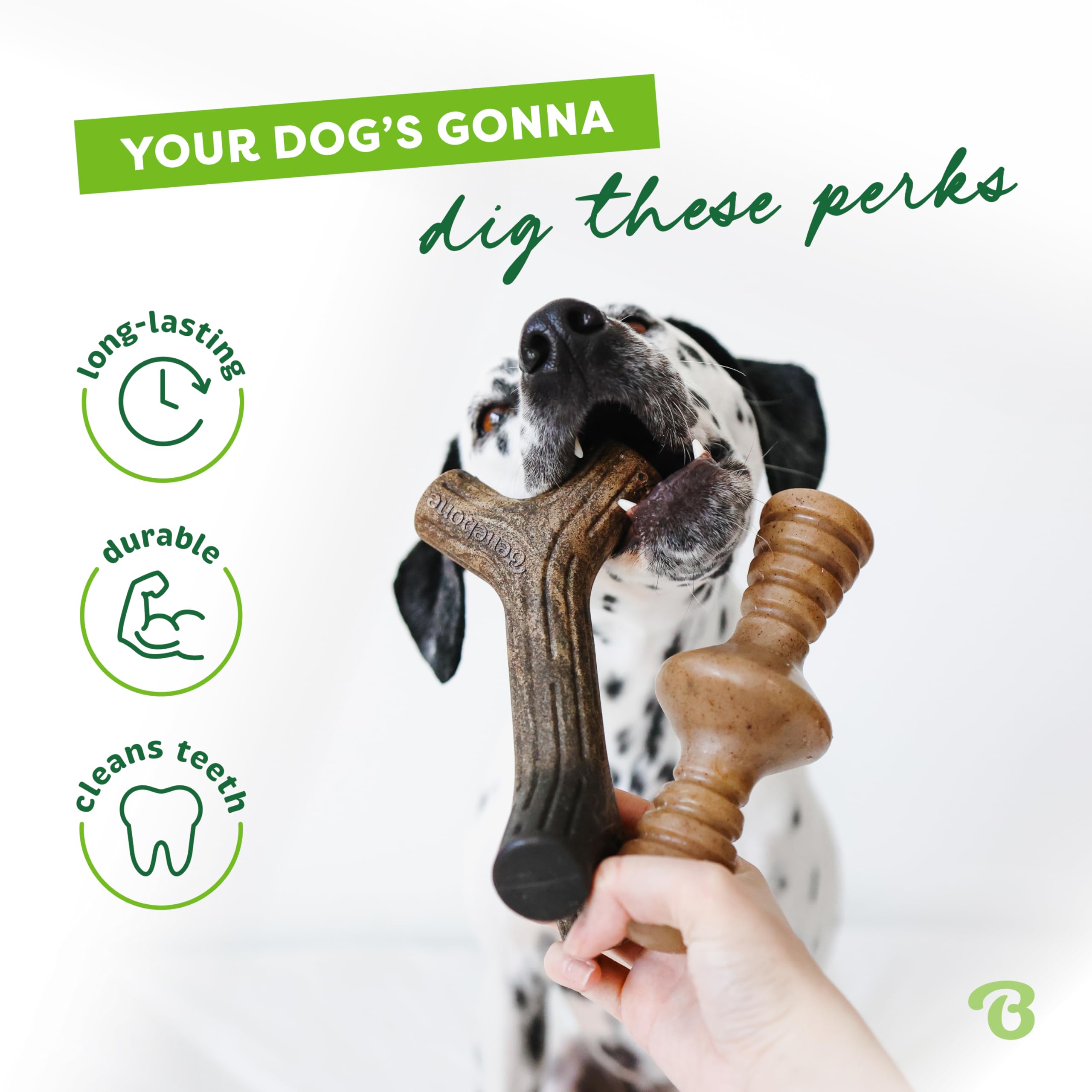 Benebone Large 4-Pack Dog Chew Toys for Aggressive Chewers, Made in USA, 90lbs and Under