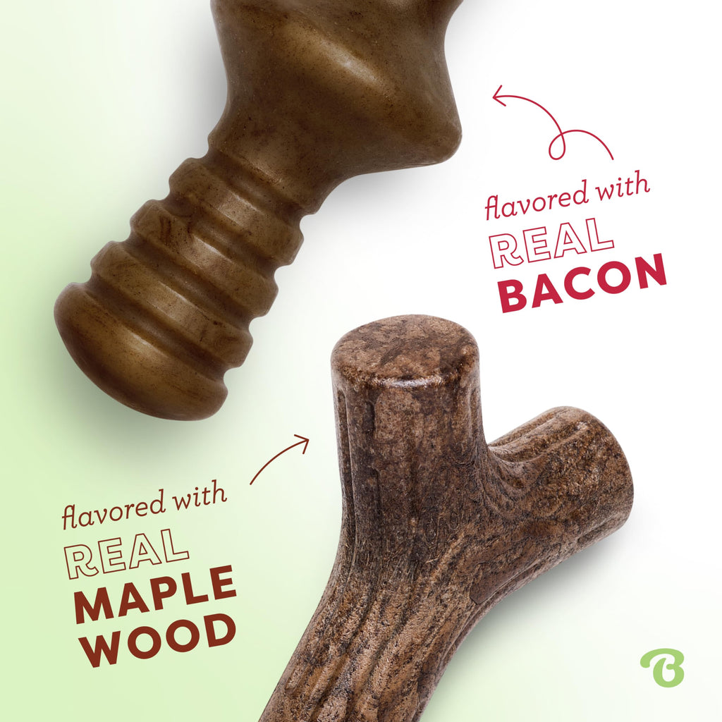 Benebone Large 4-Pack Dog Chew Toys for Aggressive Chewers, Made in USA, 90lbs and Under