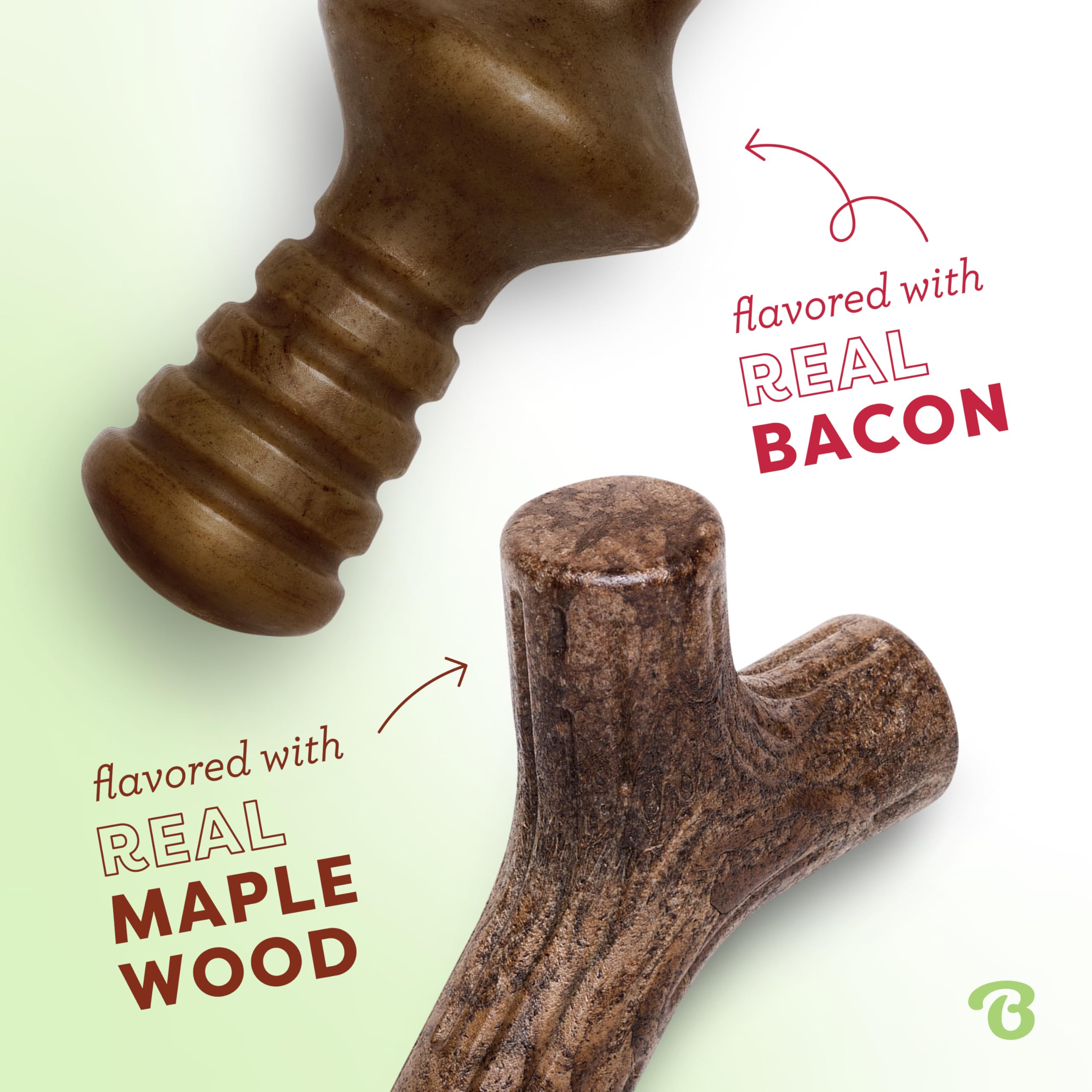 Benebone Large 4-Pack Dog Chew Toys for Aggressive Chewers, Made in USA, 90lbs and Under