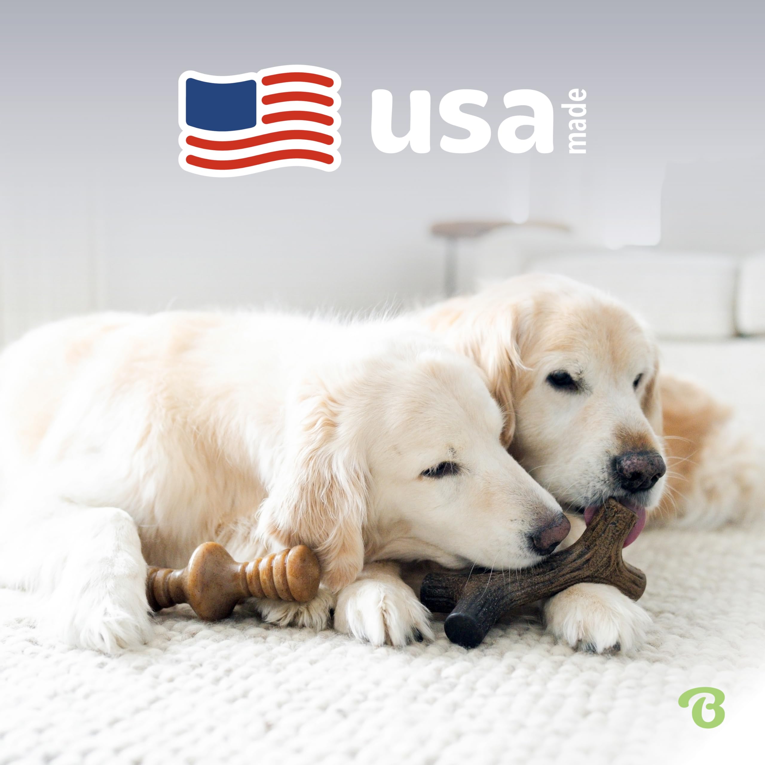 Benebone Large 4-Pack Dog Chew Toys for Aggressive Chewers, Made in USA, 90lbs and Under