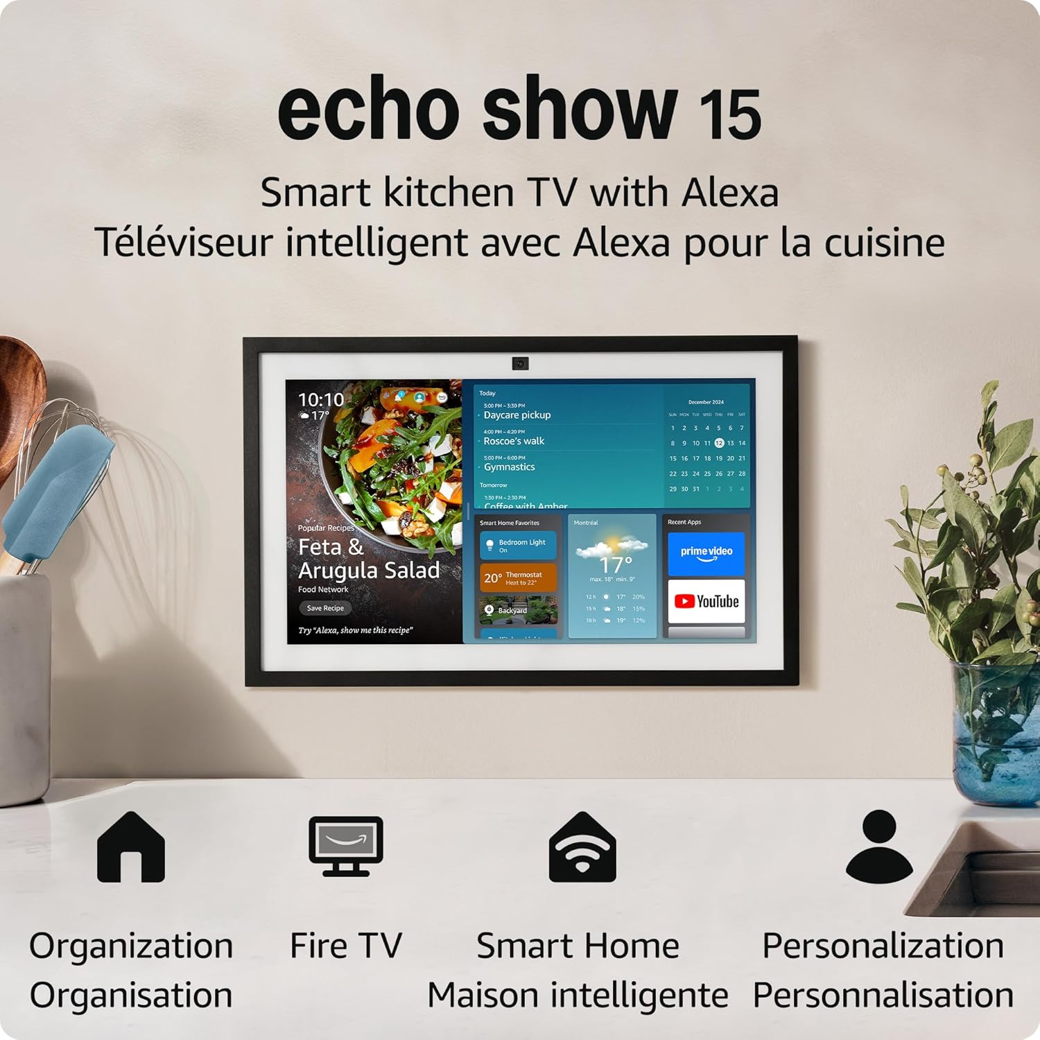 Amazon Echo Show 21 (newest model), Full HD 21” kitchen hub for home organization, with built-in Fire TV and Alexa, with Alexa+ Early Access