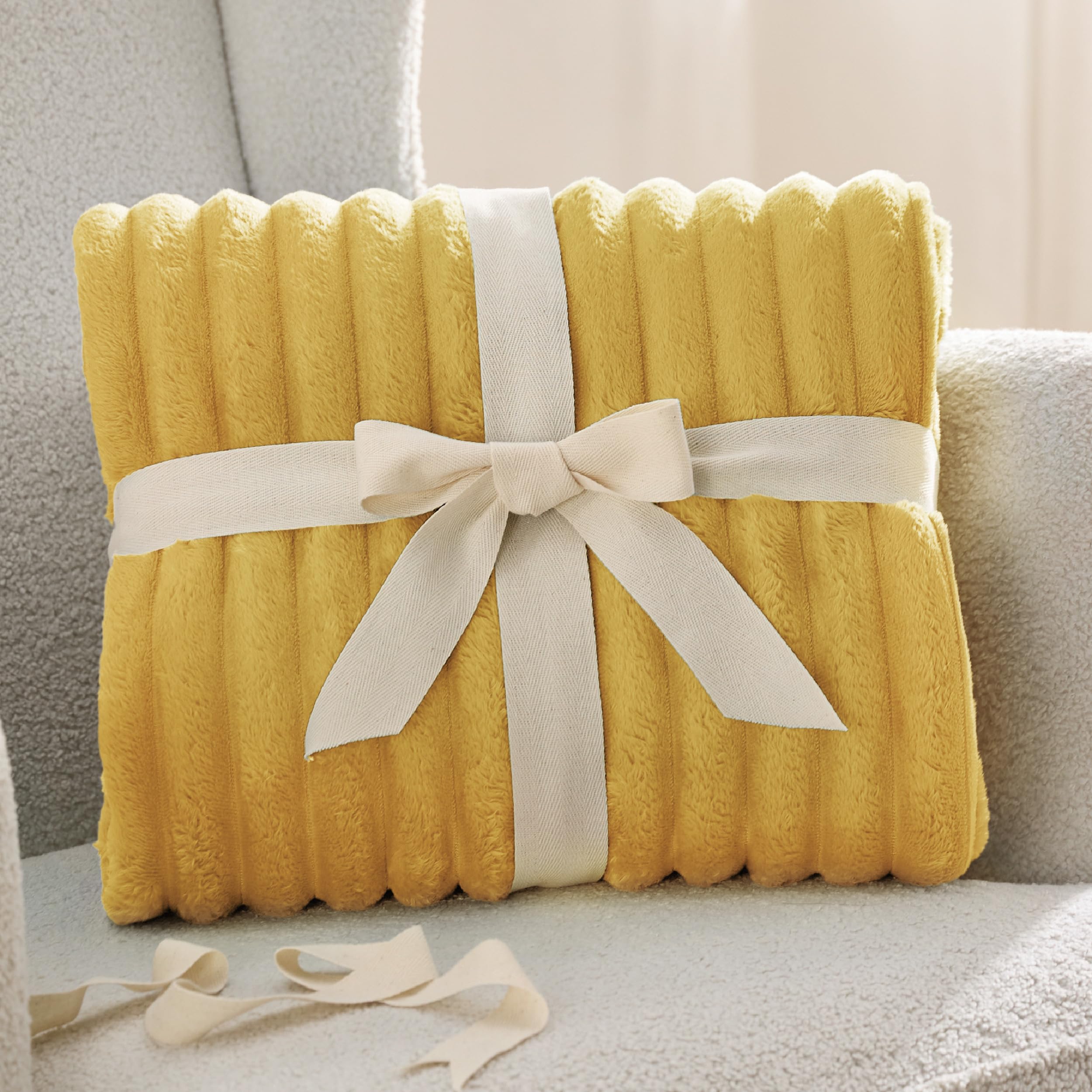 Bedsure Throw Blanket Living Room Home Decor- Gift for Mom Women Men, Soft Fluffy Fleece Cozy Fuzzy Plush Warm White Couch Bed Winter Blanket, Bedroom Christmas Decor Gifts for Him Her, 50x60