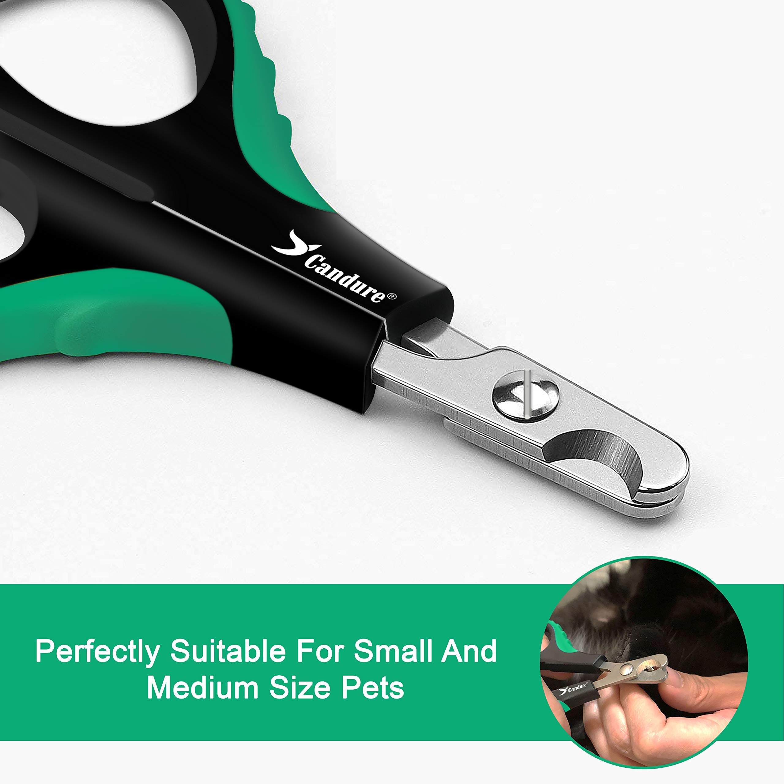 Candure Dog Nail Clippers and Trimmer with Safety Guard to Avoid Over-Cutting Toe Nails- Professional Grooming Razor Edge Blades Pet Nail Clipper with Free Nail File for Small Medium Large Breeds