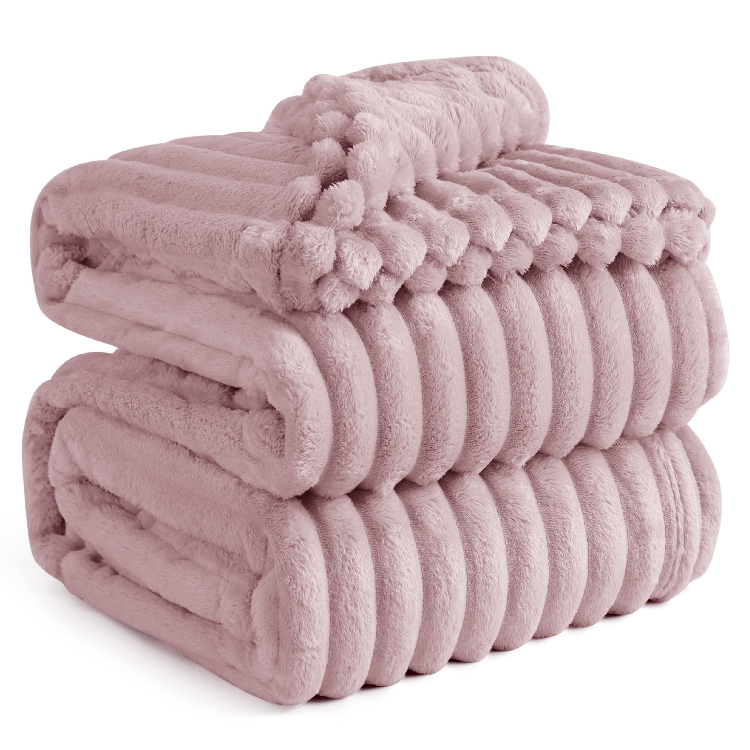 Bedsure Throw Blanket Living Room Home Decor- Gift for Mom Women Men, Soft Fluffy Fleece Cozy Fuzzy Plush Warm White Couch Bed Winter Blanket, Bedroom Christmas Decor Gifts for Him Her, 50x60