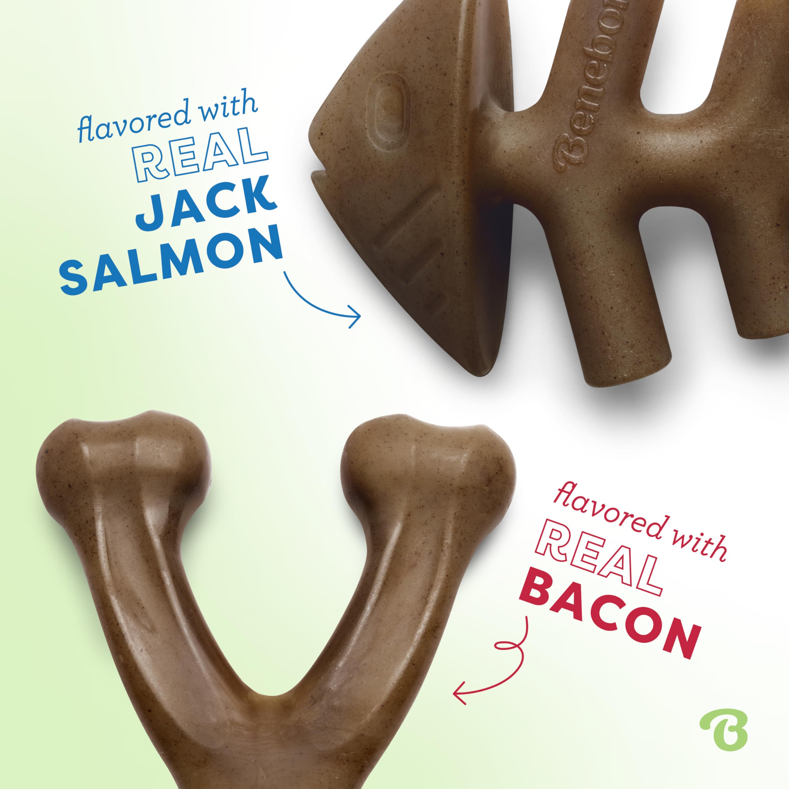 Benebone Large 4-Pack Dog Chew Toys for Aggressive Chewers, Made in USA, 90lbs and Under