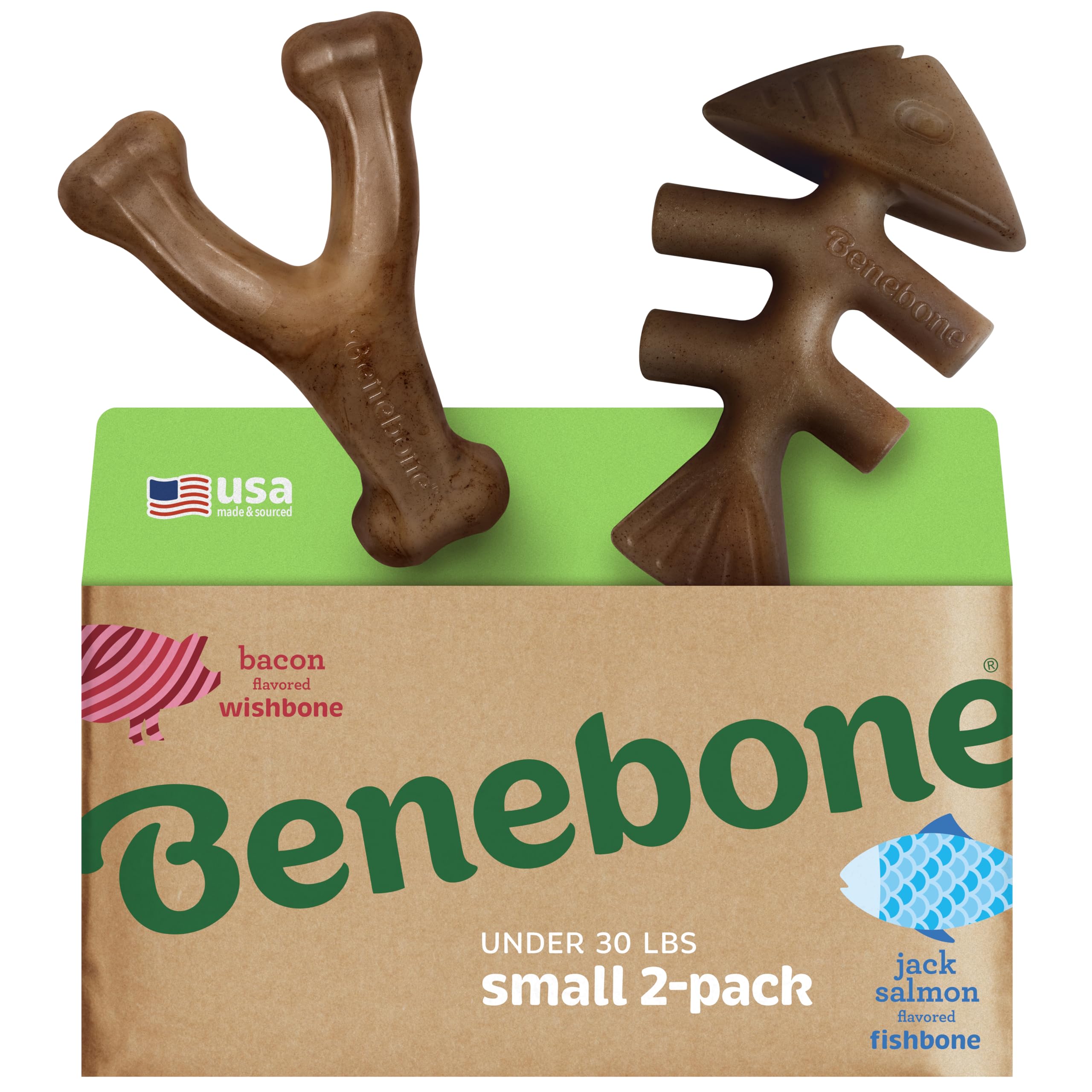 Benebone Large 4-Pack Dog Chew Toys for Aggressive Chewers, Made in USA, 90lbs and Under
