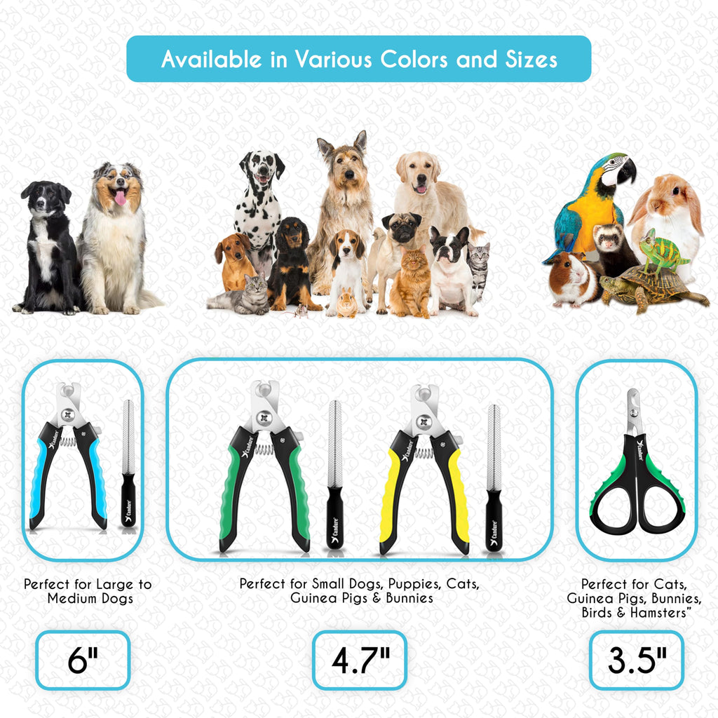 Candure Dog Nail Clippers and Trimmer with Safety Guard to Avoid Over-Cutting Toe Nails- Professional Grooming Razor Edge Blades Pet Nail Clipper with Free Nail File for Small Medium Large Breeds