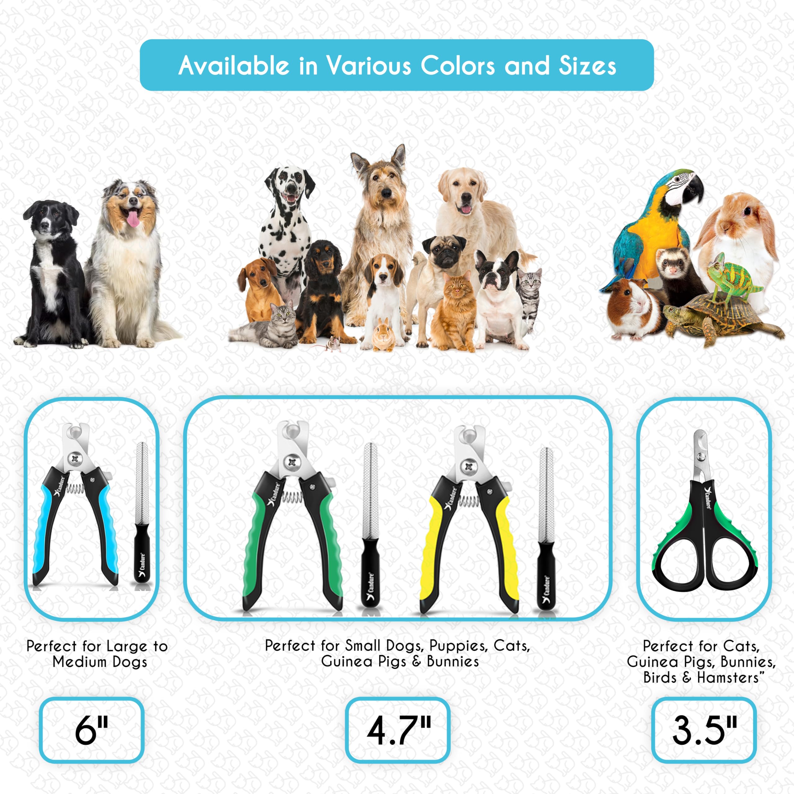 Candure Dog Nail Clippers and Trimmer with Safety Guard to Avoid Over-Cutting Toe Nails- Professional Grooming Razor Edge Blades Pet Nail Clipper with Free Nail File for Small Medium Large Breeds