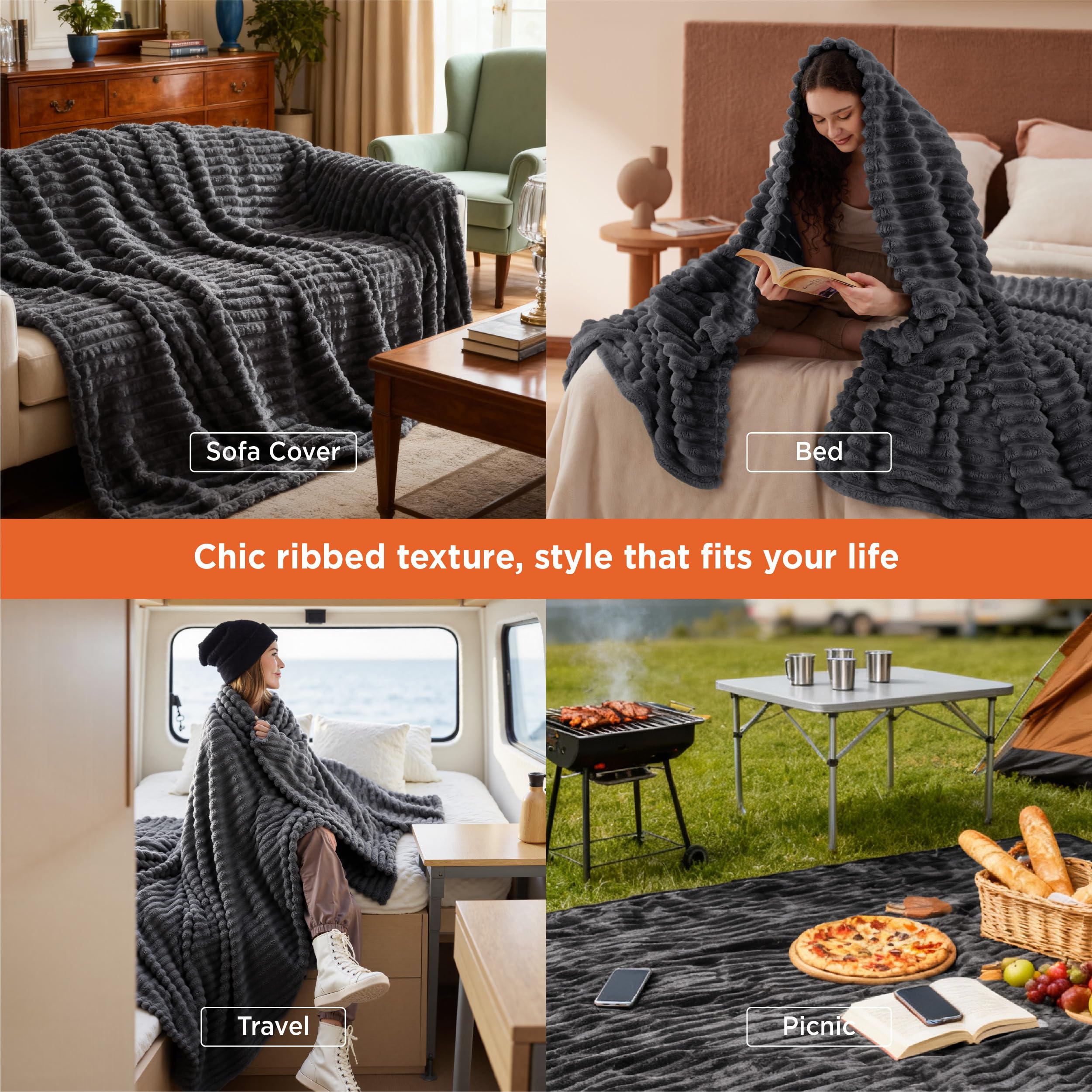 Bedsure Throw Blanket Living Room Home Decor- Gift for Mom Women Men, Soft Fluffy Fleece Cozy Fuzzy Plush Warm White Couch Bed Winter Blanket, Bedroom Christmas Decor Gifts for Him Her, 50x60